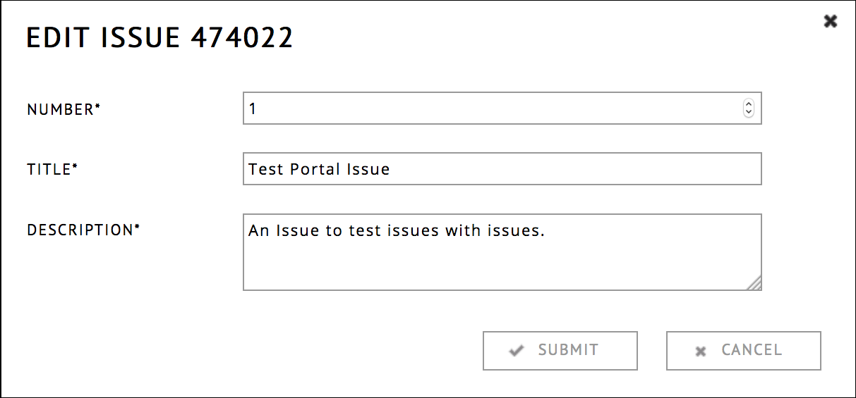 image showing the edit issue collaboration edit issue dialog