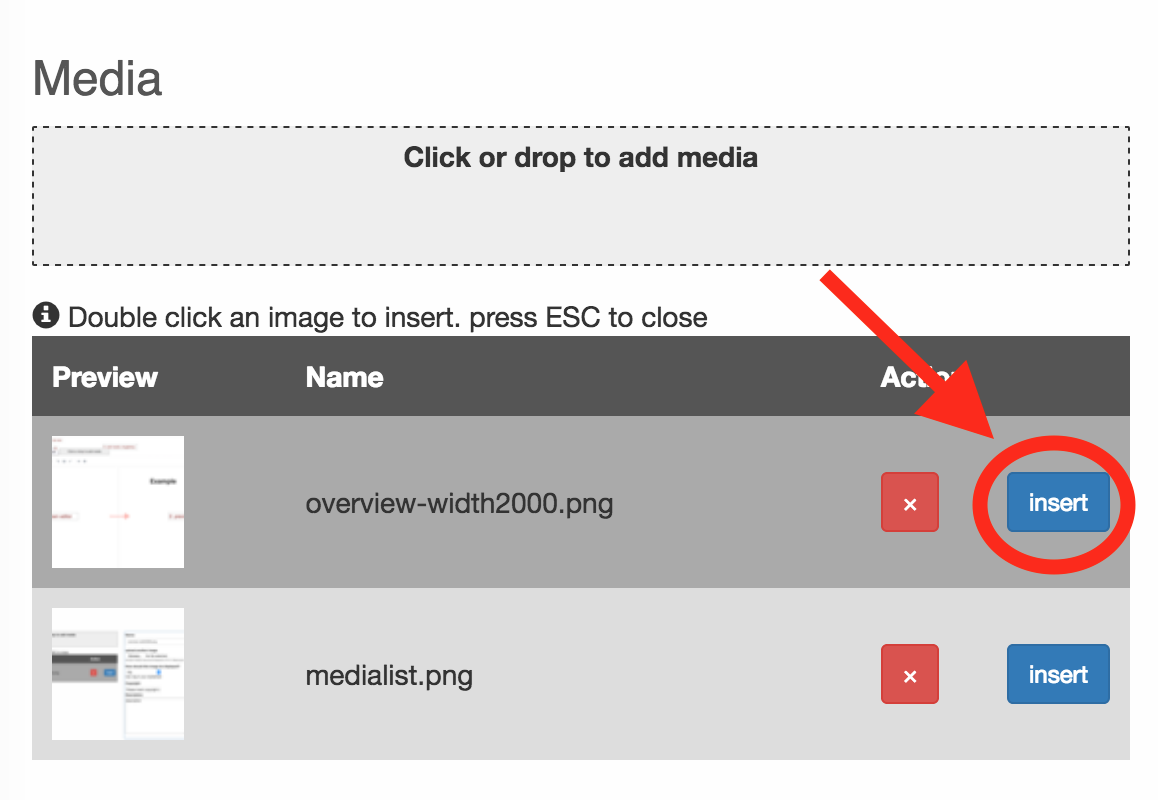 text showing inserting media inserting media