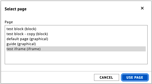Page selection menu.