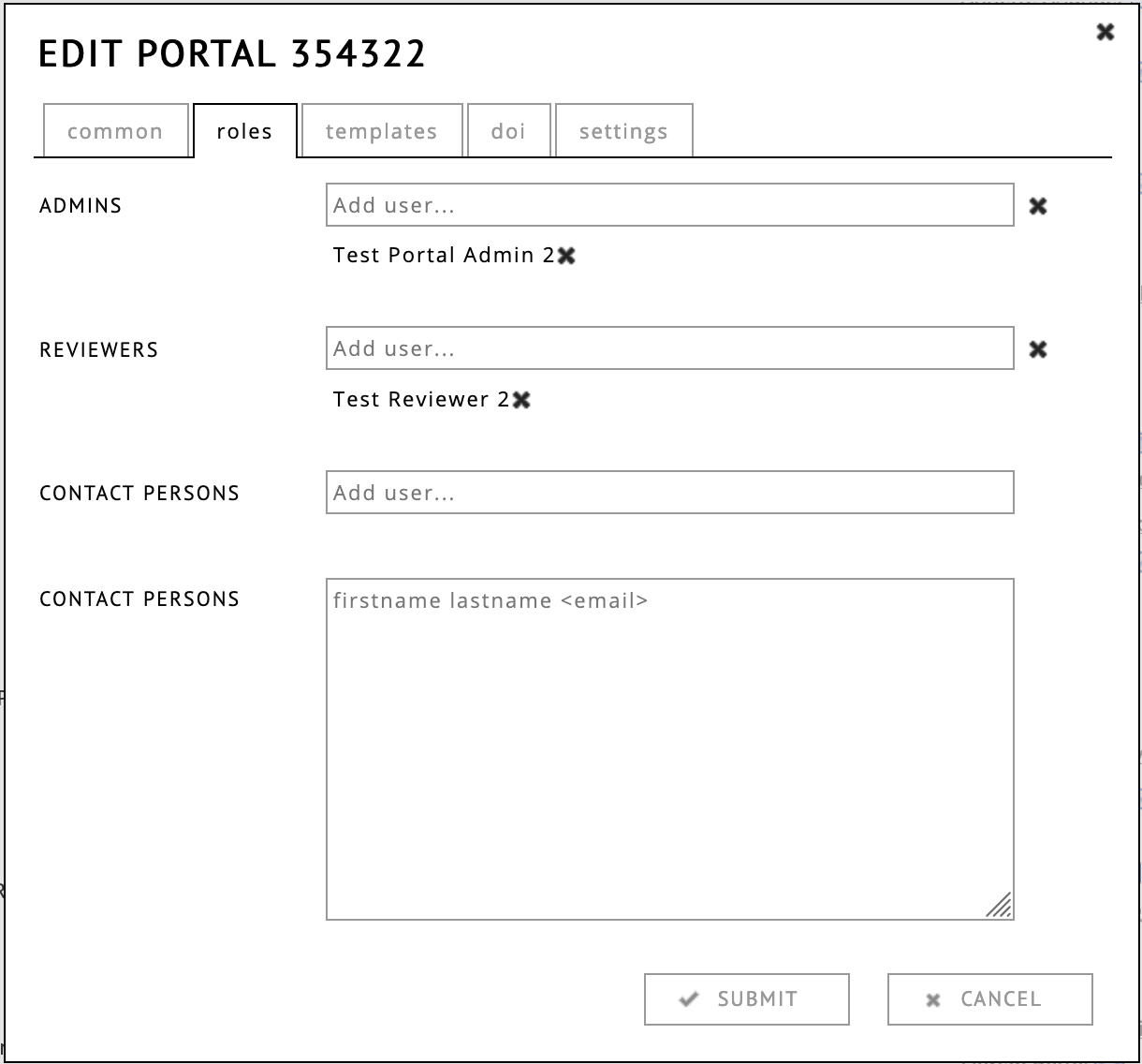 portal edit roles