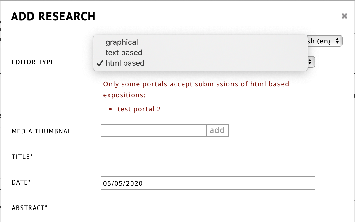 selecting html import editor