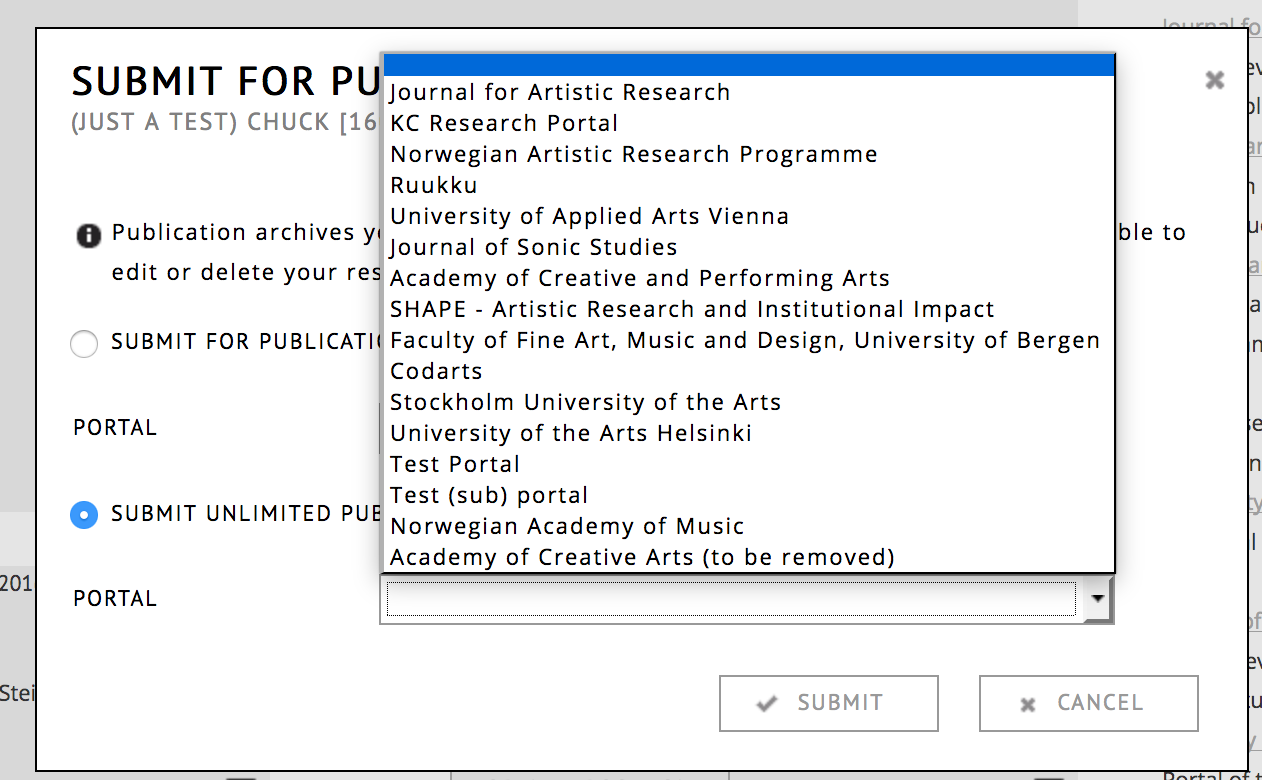 Image showing the publication tab